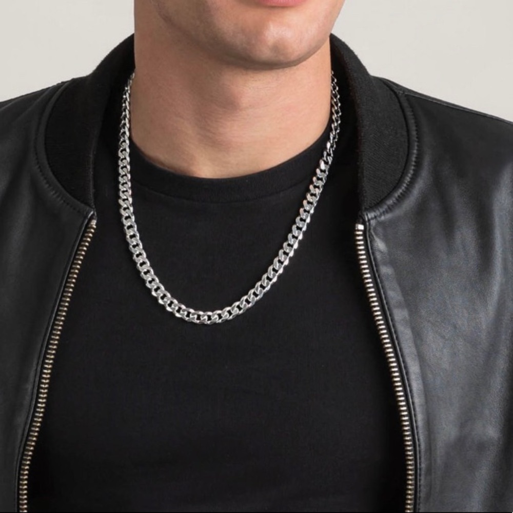 Sterling Silver Cuban Link Chain Necklace - Men's Jewelry